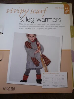 Stripy Scarf and Leg Warmers Knitting Pattern from Bergere de France Magazine - Image 1 of 2