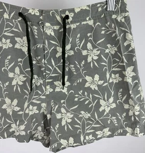 Vintage Y2K GAP Board Shorts M Gray Light Green Tropical Floral Hawaiian Beach  - Picture 1 of 14
