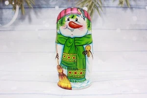 Muñeco Anidador Muñeco de Nieve 7" 5 Piezas Navidad Pintado a Mano Madera Muñeca Apilable - Imagen 1 de 12