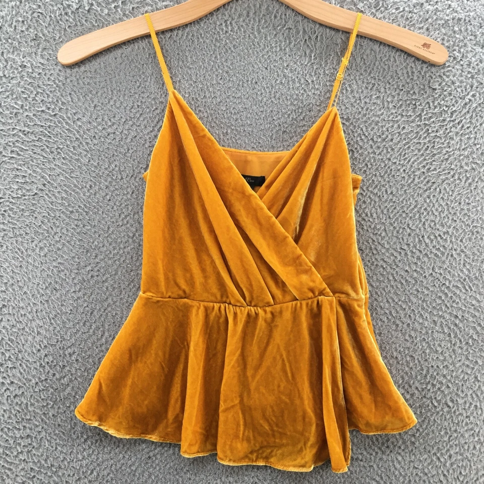Blusa Top JCrew Terciopelo Cruzado Cami Para Mujer XS Amarillo Cremallera Lateral Informal Fiesta Foto 1 de 4