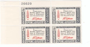 Scott # 1141 - 4c Gray  & Red - American Credo Issue - plate block of 4 - MH - Picture 1 of 2