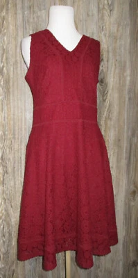 Vestido Charter Club Para Mujer Borgoña Encaje Forrado Cuello en V Talla S Hada Grunge Otoño Foto 1 de 4