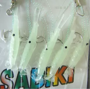 4 Pack Sabiki 5 Shrimp Rigs Glow in the dark Baits Fishing Lures Catch Sz12 Fish - Picture 1 of 12