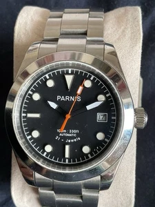 Superb Authentic Parnis Automatic Date Watch USA Seller EUC Extra Links - Picture 1 of 10