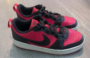 Nike Court Borough Low Recraft 6Y Boys Kids Black Red Shoes Sneakers DV5456-600 - Picture 1 of 7