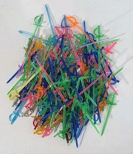 Vintage Cocktail Vorspeise Plektren Sticks Kunststoff Schwerter Multi-Color 175ct 3" - Bild 1 von 3