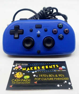 Hori 迷你有线手柄控制器适用于 PlayStation 4 PS4 蓝色 PS4-100U  — 第 1/2 张图片