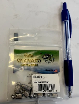 GARY YAMAMOTO CUSTOM BAITS Gary Yamamoto 1/8oz Snag Free Weights, 10 Per Pack, Drop Shot, Made In USA