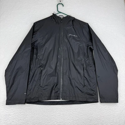 Chaqueta de lluvia Eddie Bauer para mujer Weatheredge negra con capucha talla mediana Foto 1 de 4