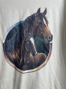Vintage Y2K Horse T Shirt Large Barbara Gibson Art Nature Wild Side Equestrian - Picture 1 of 8