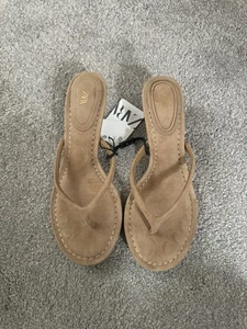 Sandalias Zara Tacón Dividido Gamuza Marrón Claro Talla 39/6 - Imagen 1 de 4