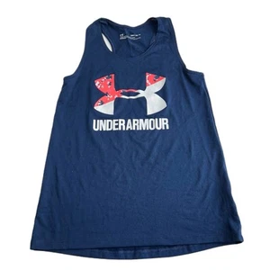 Under Armour Girls Youth Tank Top Blue Heatgear Size YM Medium back Racerback - Picture 1 of 5