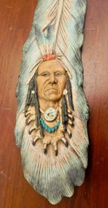 Native American Feather Wall Art Hanging Sculpture 14” - Very Nice! - Picture 1 of 8