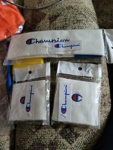 Champion Sweatbands Head Wrists set white CHAMPION Sweat Bands New - Picture 1 of 2
