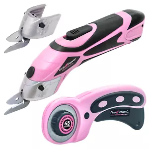 Juego Cortador de Tijeras de Tela Eléctrico - Herramienta Inalámbrica para Coser, Alfombra, Kit Rosa - Imagen 1 de 8