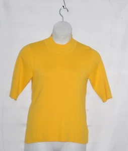 Linea by Louis Dell'Olio Mock Neck Short Sleeve Sweater Size L Yellow - Picture 1 of 2