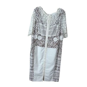 Anthropologie Beguile Carissima Ivory Lace Knee Length Sheath Dress Size 22W - Picture 1 of 10