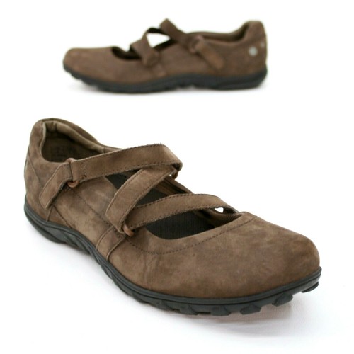 Zoccoli mocassini Timberland donna 8 marroni in pelle nabuk comodi con cinturino Mary Jane