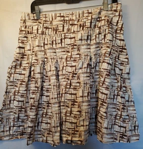 Old Navy Women's Skirt "Just Below Waist" Size 10 Brown Print Pleated Cotton - Picture 1 of 7