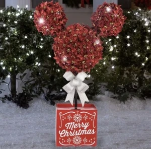 Disney Magic 35"" Holiday Mickey Mouse iluminado LED Ponsettia Topiary Tree 2022 - Imagen 1 de 11
