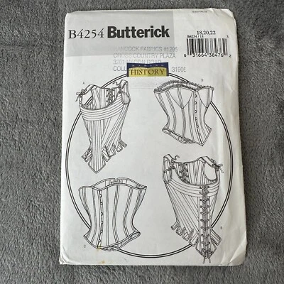 Butterick Pattern B4254 Sz 18-22 Corset Boned Stays Eyelets Lace Theater Costume - Image 1 of 4