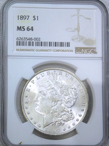1897 Morgan Silver Dollar NGC MS64 White Superb Frosty Luster PQ #D68B Cover