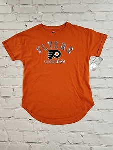 NHL Philadelphia Flyers Oil Swirl Print Round Tee SS T-Shirt Kids XS 4/5 - NEW - Picture 1 of 11