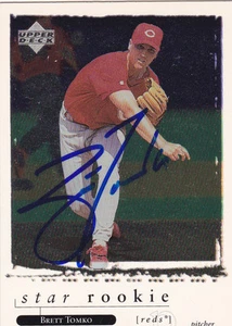 BRETT TOMKO CINCINNATI REDS SIGNED CARD NEW YORK YANKEES GIANTS A'S CARDINALS - Picture 1 of 1