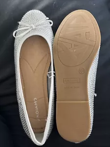 ANDIAMO Silver Diamond Rhinestone Ballet Flats Loafer NEW 8.5 - Picture 1 of 3