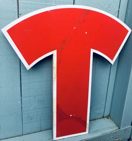 Fabulous Vintage Reclaimed Advertising Red/White Acrylic Cinema Shop Letter ‘T’ Cover