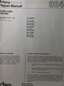 Ariens HT16 934001 Gear Drive Lawn Garden Tractor & Implements Service Manual hp - Picture 1 of 4