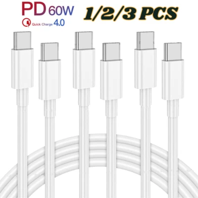 60W USB C to USB C Fast Charger Charging Cord PD Cable For Samsung Macbook Pro - Image 1 of 4
