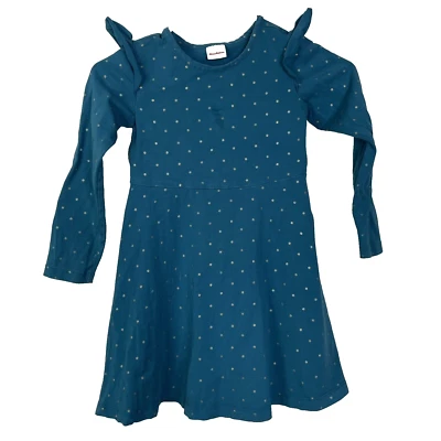 Vestido Hanna Andersson Niñas Azul Lunares Talla 120 CM US 6-7 Manga Larga Volantes Foto 1 de 4