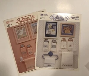 2 Pc Counted Cross Stitch Blueberries & Poppies/Geese by Banar Boutique Designs - Picture 1 of 7