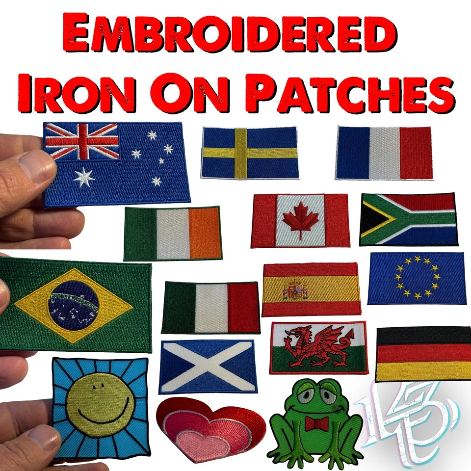 Flag Patch Embroidered Iron On Premium Clothing - Flags Country Sew Nationality - image 1 of 1