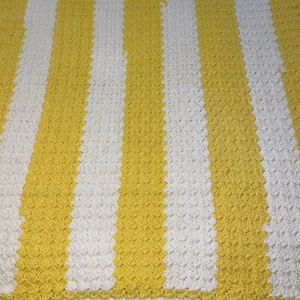 Handmade New Crochet Knit Baby Blanket Afghan 40”x37” Yellow White Stripe NWOT - Picture 1 of 7