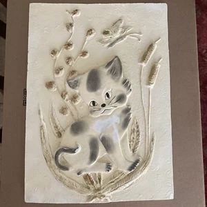 Vintage 1961 Richter Chalkware Cat Mid Century Wall Hanging Art - Picture 1 of 9