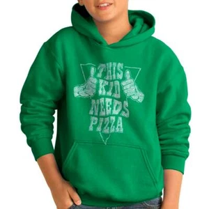 Funny Thumbs Up This Kid Needs Pizza Joke Youth Hooded Sweatshirt Boy or Girl - Picture 1 of 8