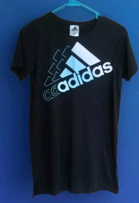 Adidas Black Pink Blue T-Shirt Dress Girls Size Large 14 L/G  - Image 1 of 4
