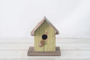 Gelbes Vogelhaus blau Vogelhaus handgefertigt geborgen Scheune Holz #OGS10 - Bild 1 von 5