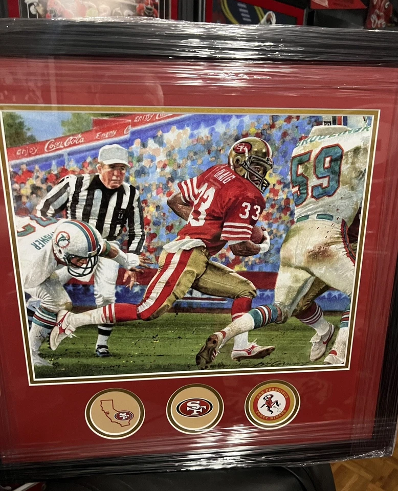 Impresión enmarcada del juego del Super Bowl de los San Francisco 49ers Roger Craig 1986 Foto 1 de 1