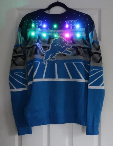 DETROIT LIONS NFL Men's Light-Up Ugly Sweater, Size Small, NWOT Cover