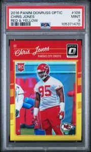 2016 Panini Donruss Optic Football Chris Jones Red Yellow Rookie Card #109 PSA 9 - Picture 1 of 2