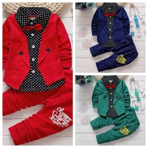 2pcs Toddler Baby Boys Kids Shirt Tops+ Long Pants Clothes Outfits Gentleman Set - Picture 1 of 6