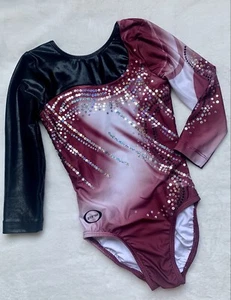 OZONE Gymnastics LEOTARD Black MAROON Sequin BLING Ombré GK CL Competition YL - Picture 1 of 7