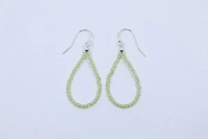 Dainty Peridot Faceted Round Drop Shape August Birthstone Handmade Drop Earrings - Picture 1 of 14