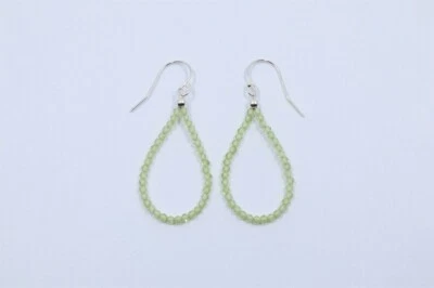 Dainty Peridot Faceted Round Drop Shape August Birthstone Handmade Drop Earrings - Image 1 of 4