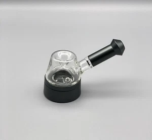 SMOKING PIPE , ALUMINUM WITH GLASS BOWL W / CARP AND STASH STORGE FLAT BASE - Picture 1 of 4