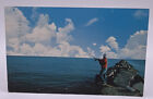 Cape Cod Massachusetts MA, Fishing Off Jetty, VTG Chrome 1970s Postcard