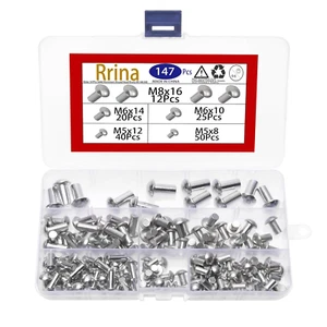 147Pcs Solid Aluminum round Head Rivets M5 M6 M8 Assortment Kit 5 Sizes - Picture 1 of 12